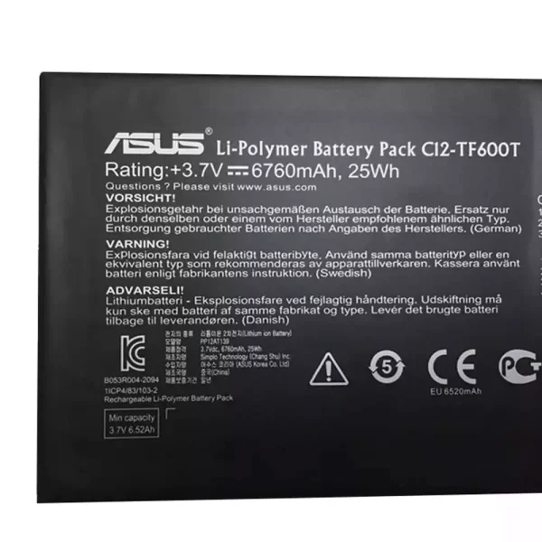 Bateria do tablet ASUS C12-TF600T,VivoTab RT TF600T TF600TG - Image 3