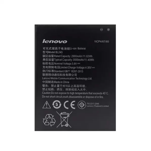 Bateria BL243 para LENOVO k3 note,K50-T5,K50-T3S,A7600-M,A5890,A5600,A5500,A5860,A7000