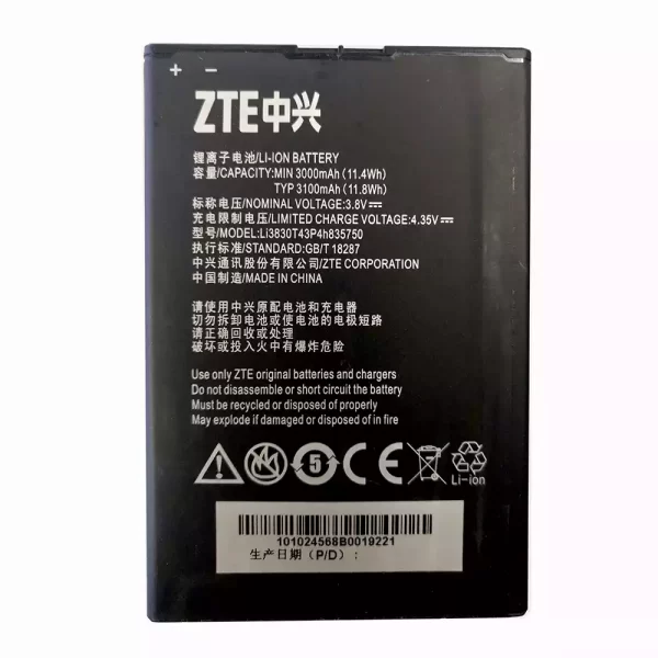 Bateria Li3830T43P4H835750 para ZTE Grand SII S2,S291