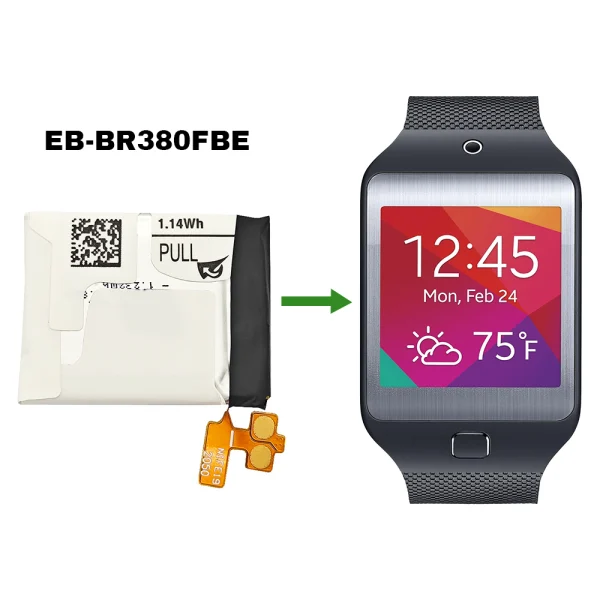 Bateria nova EB-BR380FBE para Samsung Gear 2 (SM-R380),Gear 2 Neo (SM-R381) - Image 4