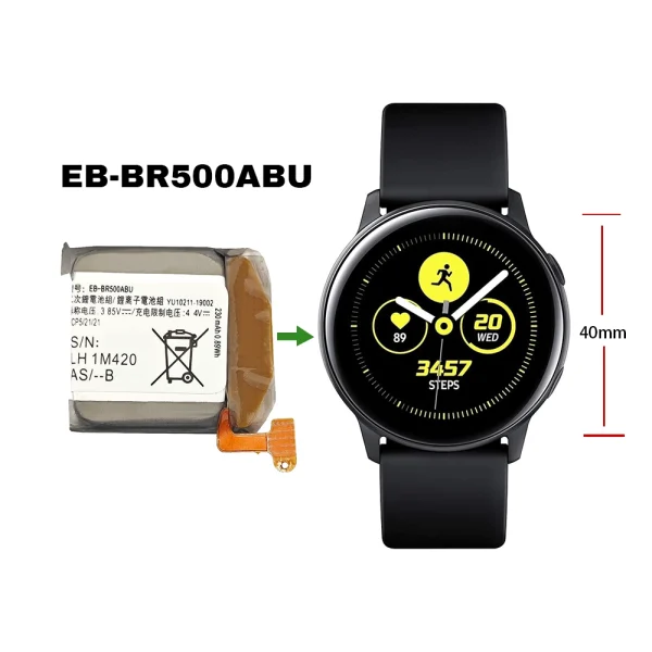 Bateria nova EB-BR500ABU para Samsung Galaxy Watch Active(40mm) SM-R500 - Image 4