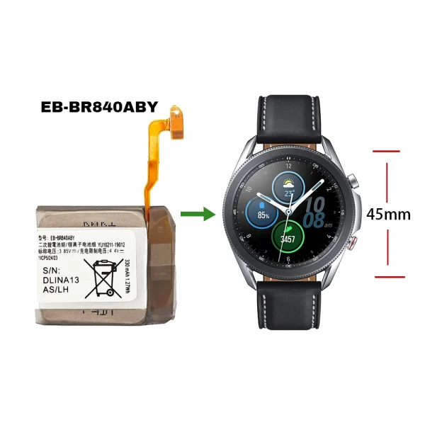 Bateria nova EB-BR840ABY para Samsung Galaxy Watch 3 (45mm) SM-R840 SM-R845 SM-R845U - Image 4