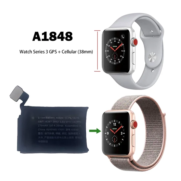 Bateria nova A1848 para Apple Watch Series 3 GPS + Cellular (38mm) - Image 4