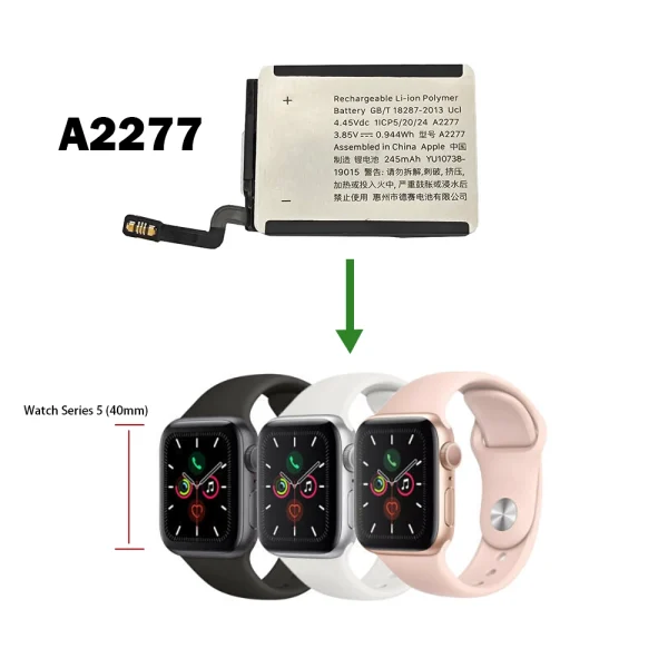 Bateria nova A2277 para Apple Watch Series 5 (40mm),Apple Watch SE 2020 (40mm),Apple Watch SE 2nd LTE 2022 (40mm) - Image 4