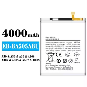 Bateria EB-BA505ABU para Samsung A50/A30/A20/M10S/M107/A30S/A307/A50S/A507