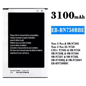 Bateria EB-BN750BBE EB-BN750BBC para Samsung Note 3 Neo