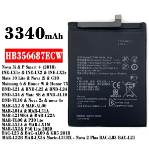 Bateria HB356687ECW para HUAWEI Nova 3i / Mate 10 Lite / Nova 2i / Honor 9i / Honor 7X / Nova 2s / nova 4e/P30 lite / P30 Lite 2020 /