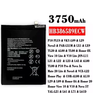 Bateria HB386589ECW para HUAWEI P10 PLUS /Honor 8X / View 10 Lite / V10 Lite / P10 Pro / Nova 3a /Mate 20 Lite / Nova4  / Honor 8A / Honor 20 / Honor View 10 / V10 / Nova 5T