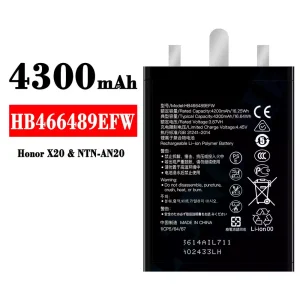 Bateria HB466489EFW para HUAWEI Honor X20