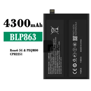 Bateria BLP863 para OPPO RENO 6 5G