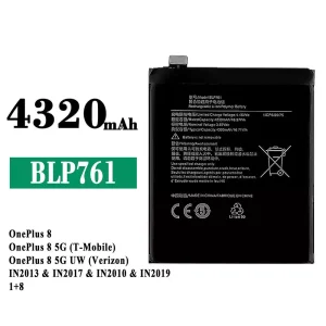 Bateria BLP761 para OPPO OnePlus 8